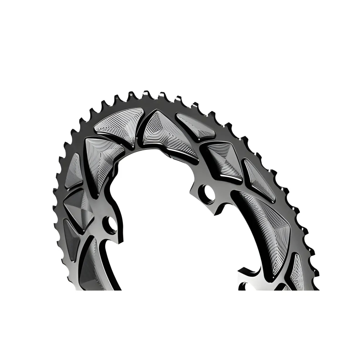 Absolute Black Round Road Chainring 2X 110/4 Shimano 9100/8000 (50T/52T/53T)-Black