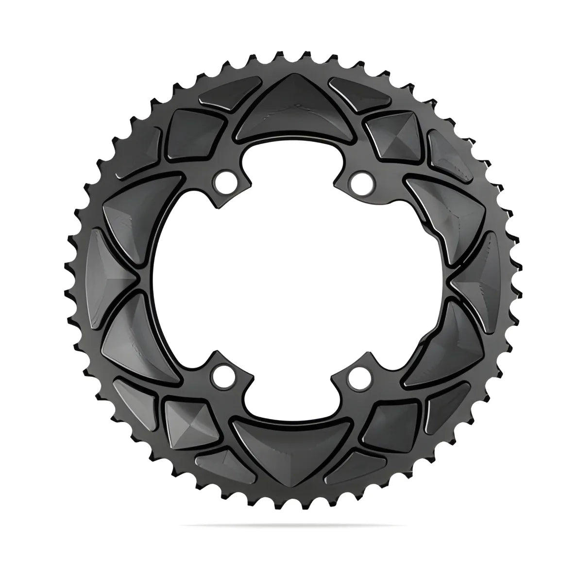 Absolute Black Round Road Chainring 2X 110/4 Shimano 9100/8000 (50T/52T/53T)-Black
