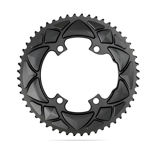 Absolute Black Round Road Chainring 2X 110/4 Shimano 9100/8000 (50T/52T/53T)-Black
