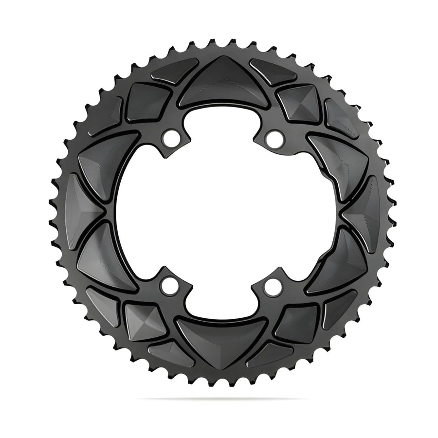 Absolute Black Round Road Chainring 2X 110/4 Shimano 9100/8000 (50T/52T/53T)-Black