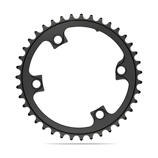 Absolute Black Round Road Chainring 2X 110/4 Shimano 9100/8000 (34T/36T/38T/39T)-Black