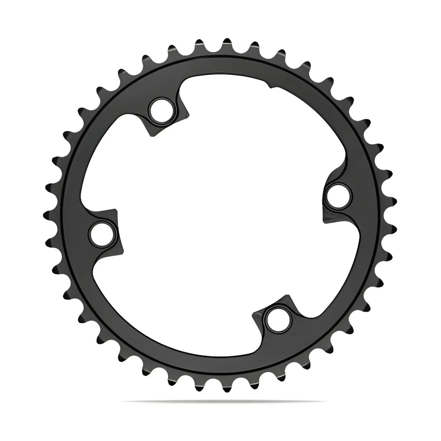 Absolute Black Round Road Chainring 2X 110/4 Shimano 9100/8000 (34T/36T/38T/39T)-Black