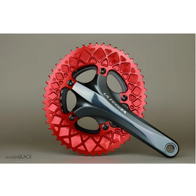 Absolute Black Oval Road Chainring 2X 110/5 (50T/52T) (Not For SRAM)-Red
