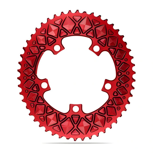 Absolute Black Oval Road Chainring 2X 110/5 (50T/52T) (Not For SRAM)-Red