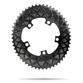 Absolute Black Oval Road Chainring 2X 110/5 (50T/52T) (Not For SRAM)-Black