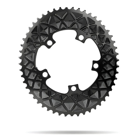 Absolute Black Oval Road Chainring 2X 110/5 (50T/52T) (Not For SRAM)-Black