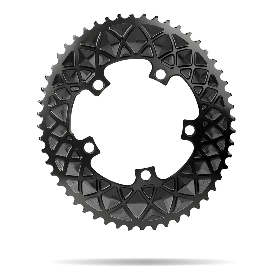 Absolute Black Oval Road Chainring 2X 110/5 (50T/52T) (Not For SRAM)-Black