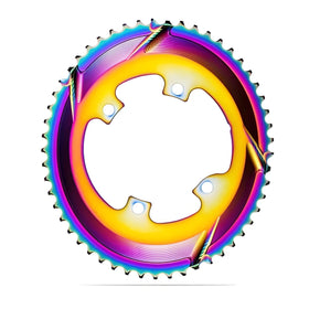 Absolute Black Oval Road Chainring 2X 110/4 Shimano 9100/8000 (50T/52T/53T)-PVD Rainbow