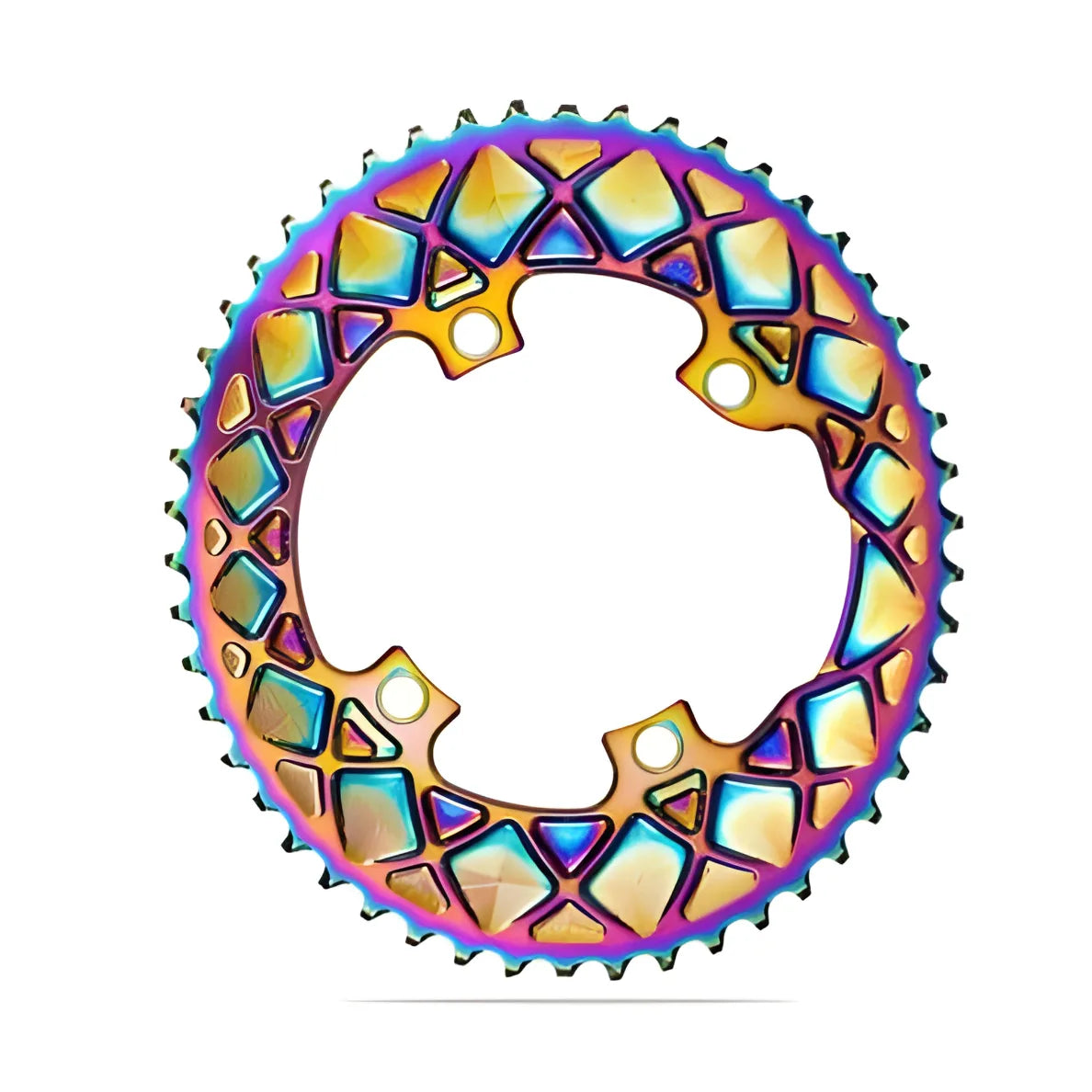 Absolute Black Oval Road Chainring 2X 110/4 Shimano 9100/8000 (50T/52T/53T)-PVD Rainbow