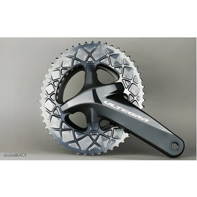 Absolute Black Oval Road Chainring 2X 110/4 Shimano 9100/8000 (50T/52T/53T)-Black