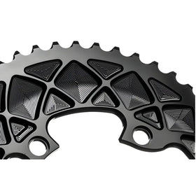 Absolute Black Oval Road Chainring 2X 110/4 Shimano 9100/8000 (50T/52T/53T)-Black