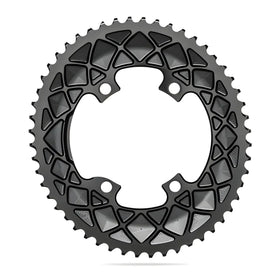 Absolute Black Oval Road Chainring 2X 110/4 Shimano 9100/8000 (50T/52T/53T)-Black