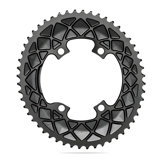 Absolute Black Oval Road Chainring 2X 110/4 Shimano 9100/8000 (50T/52T/53T)-Black