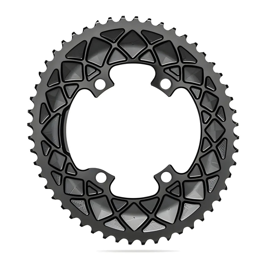 Absolute Black Oval Road Chainring 2X 110/4 Shimano 9100/8000 (50T/52T/53T)-Black