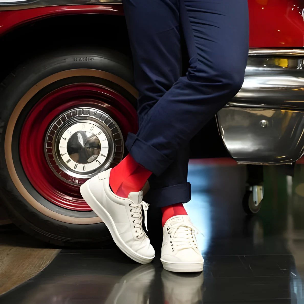 Sox Solid Red Casual Crew Socks
