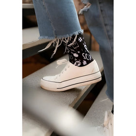 Sox Doodle Black Casual Crew Socks