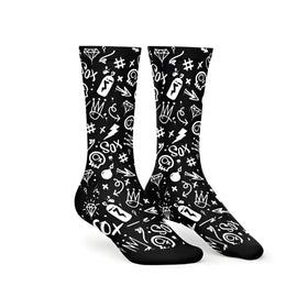 Sox Doodle Black Casual Crew Socks