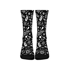 Sox Doodle Black Casual Crew Socks