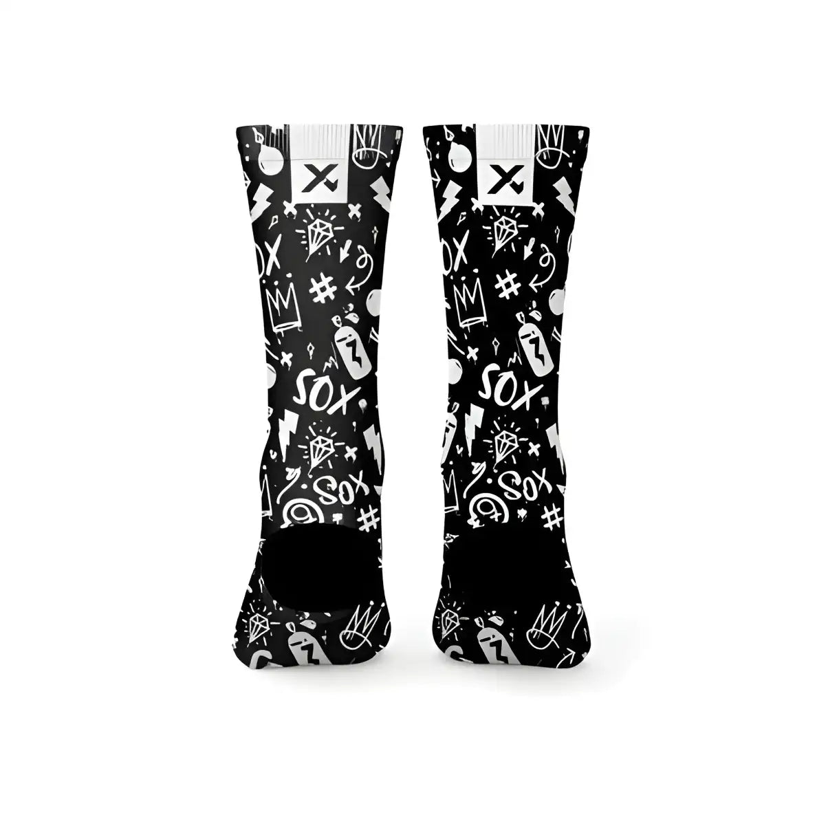 Sox Doodle Black Casual Crew Socks
