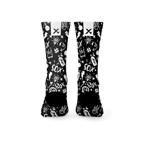 Sox Doodle Black Casual Crew Socks