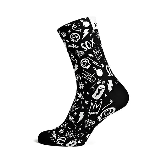 Sox Doodle Black Casual Crew Socks