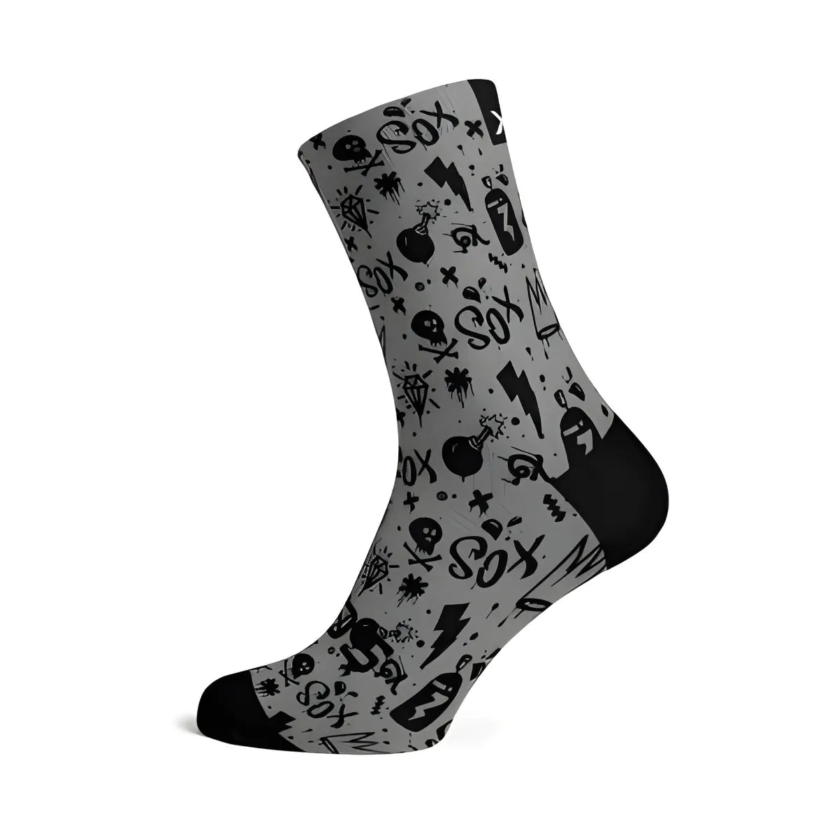 Sox Doodle Grey Casual Crew Socks