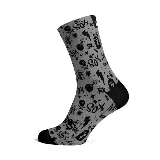 Sox Doodle Grey Casual Crew Socks