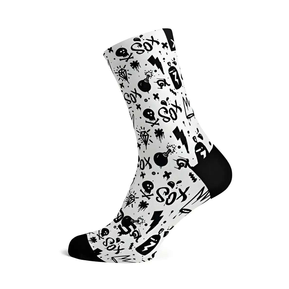 Sox Doodle White Casual Crew Socks