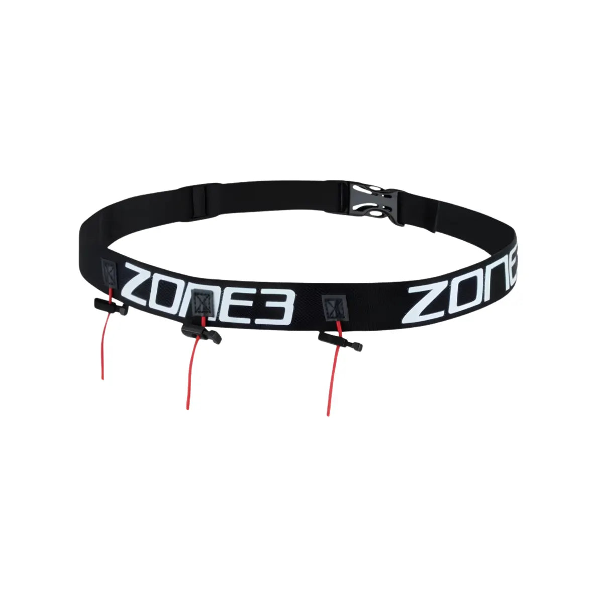 Zone3 Ultimate Race Number Belt With Gel Loops (Black/Red/White)
