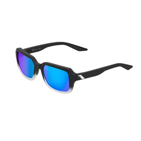 100% RIDELEY - Soft Tact Black / White Fade - Blue Multilayer Mirror Lens
