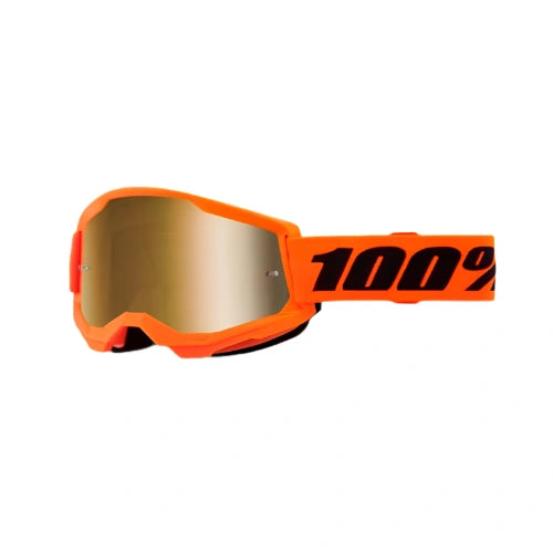 100% STRATA 2 Goggle Neon Orange - Mirror True Gold Lens