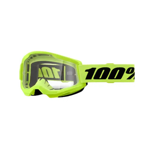 100% STRATA 2 Goggle Neon Yellow - Clear Lens