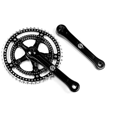 VO Grand Cru Noir Drillium 110 Fluted Double Crankset, 34x48t - 170 mm