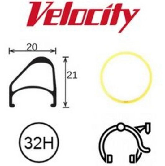 Velocity Aerohead Rim, 700c 32h NONmsw, Lemon Yellow