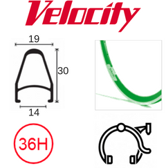 Velocity A23 Rim, 700c 28h w/MSW Green Ano