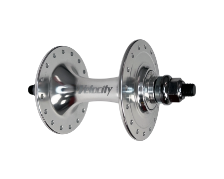 Velocity Track Hub Front - 32h Black, Cutout Flange Solid Axle