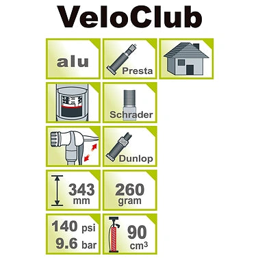 IceToolz A351 VeloClub High Pressure Alu Mini Floor Pump