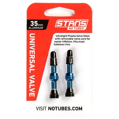 Valve Stem Pair, Universal, AL, Presta, 35mm, Blue