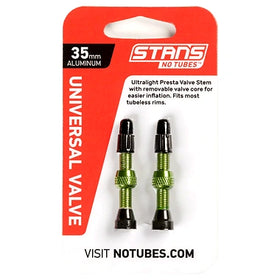 Valve Stem Pair, Universal, AL, Presta, 35mm, Green