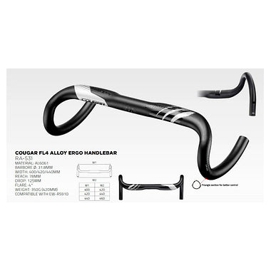 Controltech Cougar FL4 Alloy Handlebar Sand Black 38mm