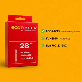 Ralson ECORACER Bicycle Tube 700x23-28C | Presta Valve 48mm, 60mm, 80mm