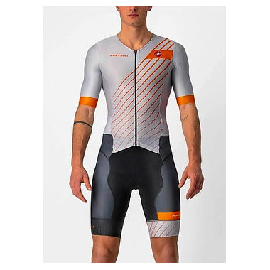 FREE SANREMO 2 SUIT SHORT SLEEVE-SILVER GRAY/BRILLIANT ORANGE