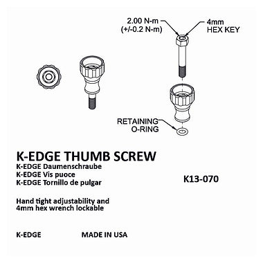 K-EDGE Thumb Screw (with hex locking bolt)