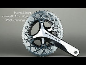 Absolute Black Oval Road Chainring 2X 110/4 Shimano 9100/8000 (34T/36T/38T/39T)-Black