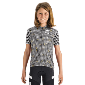 Sportful Checkmate Kids Cycling Jersey (Black/White/Cedar)