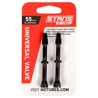 Valve Stem Pair, Universal, AL, Presta, 55mm