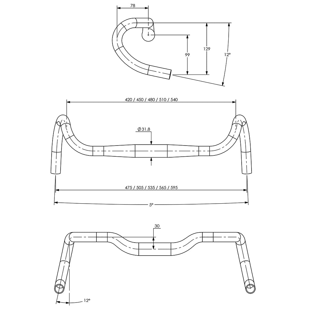 Surly Truck Stop Bar Drop Handlebar - Aluminum, 31.8mm, 51cm, Black