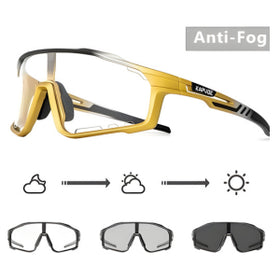 Kapvoe X76 Anti-Fog Photochromic Sunglasses-Black/Gold