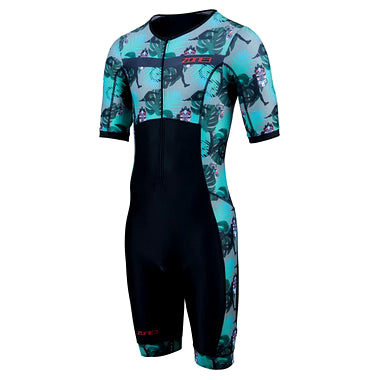 ZONE3 Momentum II Mens Short Sleeve Trisuit - Black/Green
