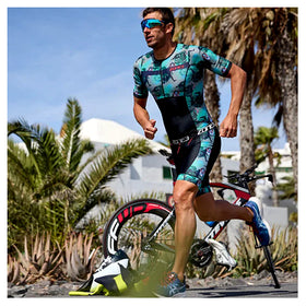 ZONE3 Momentum II Mens Short Sleeve Trisuit - Black/Green